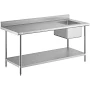 Regency 30" x 72" 16 Gauge Stainless Steel Work Table with Sink - Sink on Right