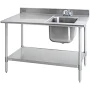 Eagle Group T3048SEB-BS-E23 30" x 48" Stainless Steel Deluxe Work Table with Sink - Sink on Right