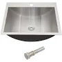 Yunus 21 in. Drop-in Brushed Nickel Stainless Steel Bathroom Sink with Pop Up Drain