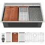 Lordear 33 in.x 22 in. Workstation Single Bowl Drop-In Kitchen Sink