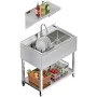 35.8"x21.7"x35.4" Stainless Steel Sink with Wall Rack Single Bowl Utility Sink with Pull-Out Faucet