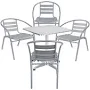 BTEXPERT Gray Lightweight Indoor Outdoor Restaurant Stainless Steel Slat Stack