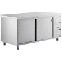 Regency 30" x 72" 16 Gauge Type 304 Stainless Steel Enclosed Base Sliding Door Table with Drawers