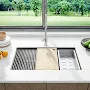 Garvee 33 Inch Embedded Kitchen Sink Stainless Steel Countertop Double Basin Design with Sound Insulation Pads Scratch Resistant Surface and