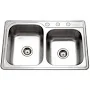 Houzer Glowtone Stainless Steel Topmount 60/40 Double Bowl Kitchen Sink