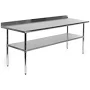 Amgood Stainless Steel Workbench with Backsplash, 36.5" H x 60" W x 14" D