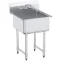 Hongge 24 in Stainless Steel Single Bowl Prep and Utility Sink