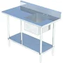 Sapphire Manufacturing SMTPS-2472R Work Table with Prep Sink 72"W X 24"D 16/304 Stainless Steel Top with 1-1/2" Rounded Front Edge