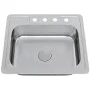 25" Top Mount Stainless Steel 4-Hole Single Bowl Kitchen Sink TOP-2522 8-S