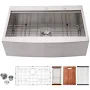 Sarlai 33 in. Farmhouse Apron Front Single Bowl Right Corner Workstation Kitchen Sink with Strainer
