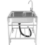 HANGKAI 24" Stainless Steel Single Basin Kitchen Sink with Stand