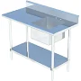 Sapphire Manufacturing SMTPS-2472R 72" Work Table with Prep Sink, Bowl On Right - 16 Gauge