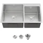 HOMEMYSTIQUE 32 in. Drop-In Double Bowl Kitchen Sink with Drain