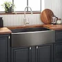 Signature Hardware Atlas 30" Single Bowl Gunmetal Black Stainless Steel Farmhouse Kitchen Sink