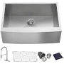 JASSFERRY 30 in. Single Bowl Zero Radius Farmhouse Apron Kitchen Sink with Faucet