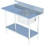 Sapphire Manufacturing SMTPS-2460R 60" Work Table with Prep Sink, Bowl On Right - 16 Gauge