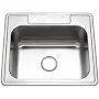 Houzer Glowtone 25 inch Stainless Steel Drop-in Topmount Single Bowl Deep Kitchen Sink