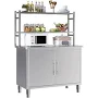 AECOJOY Stainless Steel Prep Table with Cabinet