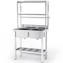 VINGLI 67-in 2-Compartment Commercial Sink with Shelves Over and Drying Rack