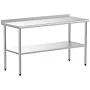 Karl Home 60 in. Stainless Steel Table With Undershelf and Backsplash