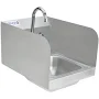 12" Wall Mounted Commercial 20 Gauge Stainless Hand Sink with Gooseneck Faucet and Side Splashes, NSF