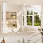 TETOTE 36 x 24 Frameless Surface/Recessed Aluminum Beveled Mirrored Rectangle Medicine Cabinet With Adjustable Shelves Stainless Steel
