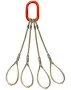 Four leg wire rope bridle with oblong master link on top and standard eyes on bottom 1/4" / 10'