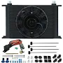25 Row Transmission Oil Cooler Electric Fan Push Probe Thermostat Kit