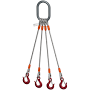 5 Ton Four Leg Wire Rope Sling with Sling Hooks - 3/8 Inch - T094 14 ft