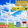3KW 5 Blades Power Wind Turbine Generator +Charge Controller Inverter 12/24/48V