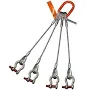 HSI Four Leg Wire Rope Sling, 3/8 in dia, 24 ft L, Screw Pin Anchor Shackle Ends, 5 ton Capacity, Domestic