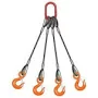 7/8", 4-LEG, WIRE ROPE SLING BRIDLE WITH HOOKS 8'
