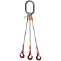 15 Ton Three Leg Wire Rope Sling with Sling Hooks - 3/4 Inch - T093 20 ft