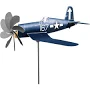 Metal Aircraft Wind Spinner Airplane Weathervane Outdoor Wind Sculpture Metal Windmill for Yard Garden Decoration(B)Q