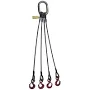 3/8" Quad Leg Wire Rope Bridle & Sling Hook, 10' Lift