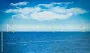 Poster, Print Offshore Wind Turbine in a Wind farm under construction off the England coast, 40x23.9 cm