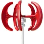 1000w 12v/24v Wind Turbine Generator with 5 Blades - Electromagnetic Lantern Style Power Producer for Home, Farm, RV & Off-Grid Electricity, Red