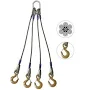 US CARGO CONTROL Wire Rope Sling - 4 Leg Bridle w/ Eye Hooks - 1/2" x 5' - Domestic, SW4-12-5-D