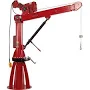 Thern 5FT40 Series 5,500lbs Stationary Davit Crane with Winch - 5,500 lb Red Enamel Crane with 2W40V-BM-K Worm Gear Hand Winch and Ratchet Jack