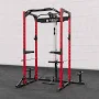 Mikolo F4 Squat Rack with LAT Pull Down and Low Row Attachment, Black, Red, Compact Design for Small Spaces and Low Ceilings