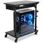 PC Stand Computer Tower Stand 2-Tier Metal CPU Holder With Locking Caster Wheels Suitable For Most PC Elaine Mercure