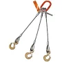 HSI Three Leg Wire Rope Sling, 1-3/8 in dia, 22 ft L, Eye Hook with Safety Latch Ends, 46 ton Capacity