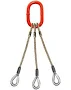 Three leg wire rope bridle with oblong master link on top and thimble eyes on bottom 1/4" / 15'