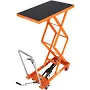 VEVOR Hydraulic Lift Table Cart 330 lbs. Capacity 50 in. Lifting Height Manual Double Scissor Lift Table with 4 Wheels