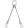 1" x 10' Double Leg Wire Rope Bridle Sling with 11 Ton Alloy Eye Hoist Hooks at Rigging Warehouse