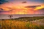 Poster, Print Offshore Wind Turbine in a Wind farm under construction off the England coast at, 40x26.7 cm