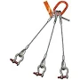 HSI Three Leg Wire Rope Sling, 7/16 in dia, 22 ft L, Screw Pin Anchor Shackle Ends, 5 ton Capacity