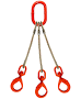 Three leg wire rope bridle with oblong master link on top and swivel self locking hooks on bottom 1/2" / 15'