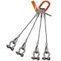 HSI Four Leg Wire Rope Sling, 1-1/2 in dia, 10 ft L, Bolt Anchor Shackle Ends, 73 ton Capacity