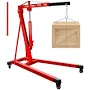 Hydraulic Engine Hoist, 2 Ton/4400 LBS Load Capacity, Heavy Duty Cherry Picker Shop Crane with Telescopic 24-Inch Boom, Engine Crane for Auto Shops,